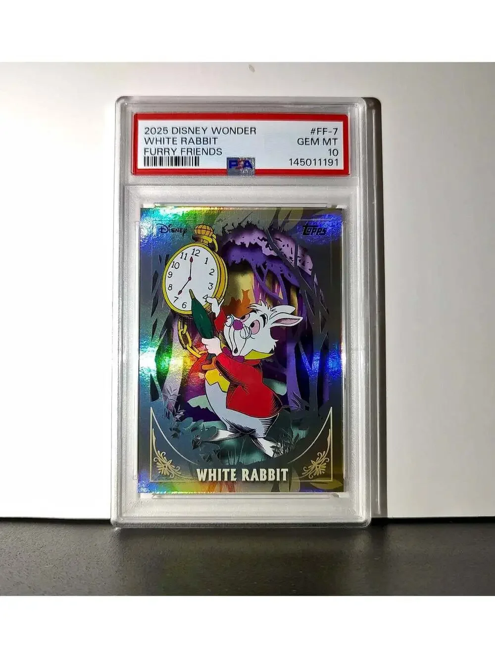 White Rabbit 2025 Topps Disney #FF-7 Furry Friends Card PSA 10